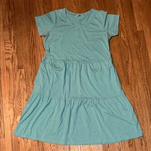 Farwest Casual Teal Midi Dress. Soft Comfortable Material
